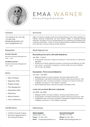 Professional CV Sample 54